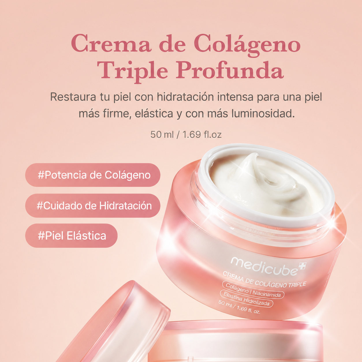 Medicube Crema de Colágeno Triple – Crema Hidratante y Reafirmante con Ácido Hialurónico, Elastina Premium, Manteca de Karité