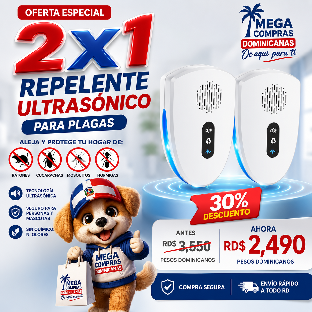 2026 Upgraded Ultrasonic Pest Control Repeller, Mouse Repellent Indoor for Spider Bug Roach Ant Mosquito Rat Mice Insect Deterrent, Mouse Rodent Repellent Ultrasonic Plug in, 3 Mode Switching