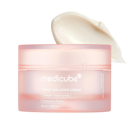 Medicube Crema de Colágeno Triple – Crema Hidratante y Reafirmante con Ácido Hialurónico, Elastina Premium, Manteca de Karité