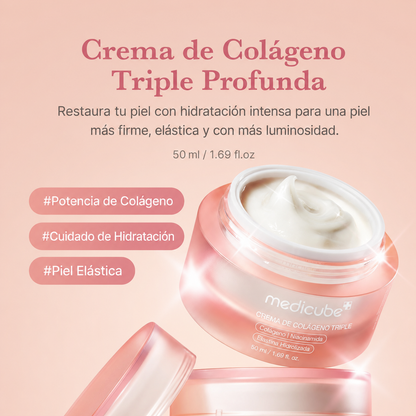 Medicube Crema de Colágeno Triple – Crema Hidratante y Reafirmante con Ácido Hialurónico, Elastina Premium, Manteca de Karité