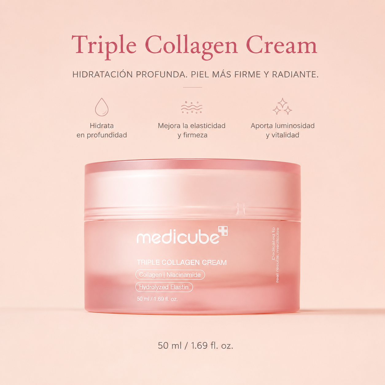 Medicube Crema de Colágeno Triple – Crema Hidratante y Reafirmante con Ácido Hialurónico, Elastina Premium, Manteca de Karité