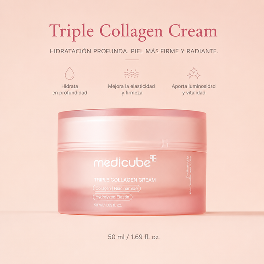 Medicube Crema de Colágeno Triple – Crema Hidratante y Reafirmante con Ácido Hialurónico, Elastina Premium, Manteca de Karité