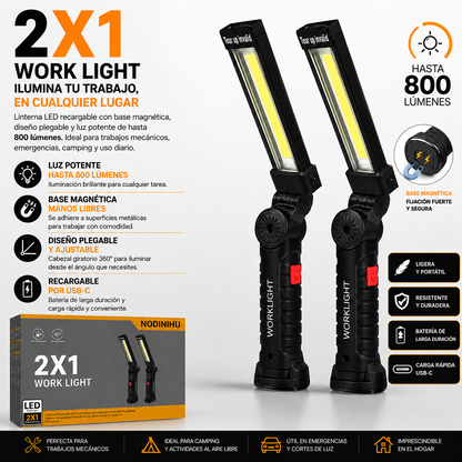 LInterna de trabajo portable con base magenitca 2x1!