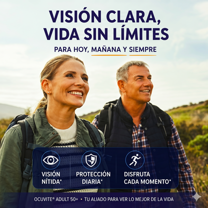 Ocuvite 50+ Suplemento de vitaminas y minerales para los ojos.